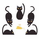 Chats noirs et fausse souris Fond blanc illustration stock Chats noirs et fausse souris Fond blanc illustration stock