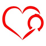 Chaussure rouge de cheval avec le coeur sur le fond blanc illustration de vecteur Chaussure rouge de cheval avec le coeur sur le fond blanc illustration de vecteur