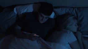 Night Sleeping Cheating Sex - Cheating Husband Phone Bed Sleeping Wife Night Stock Footage - Video of  affair, couple: 211255216