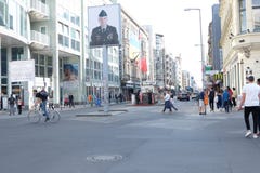 Checkpoint Charlie Berlin with People stock photos Checkpoint Charlie Berlin with People stock photos