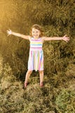 Cheerful little girl in haystack. stock image Cheerful little girl in haystack. stock image