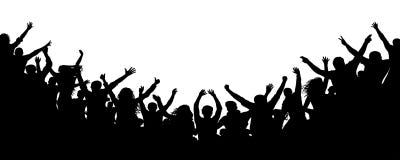 Cheerful people crowd applauding, silhouette. Party, applause. Fans dance concert, disco vector illustration Cheerful people crowd applauding, silhouette. Party, applause. Fans dance concert, disco vector illustration