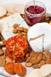 Cheese with mold and snacks, vertical top view Royalty Free Stock Photos Cheese with mold and snacks, vertical top view Royalty Free Stock Photos