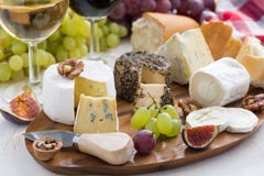 Cheese Platter, Snacks And Wine Stock Photos