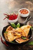 Cheese Quesadillas In A Cast Iron Pan Stock Image