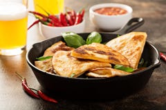 Cheese Quesadillas In A Cast Iron Pan Stock Images