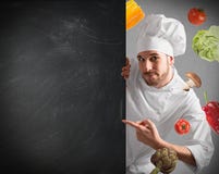 Chef with blackboard Royalty Free Stock Photography Chef with blackboard Royalty Free Stock Photography