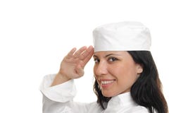 Chef Saluting on white stock image Chef Saluting on white stock image