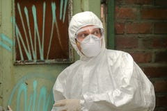 Chemical Worker In Fear Royalty Free Stock Photos