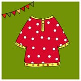 Chemise rouge en pois blancs Costume national russe d'éléments Livre de coloriage d'attributs ou vêtements justes impression Cart illustration stock Chemise rouge en pois blancs Costume national russe d'éléments Livre de coloriage d'attributs ou vêtements justes impression Cart illustration stock