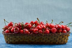 Cherries in a basket stock photo Cherries in a basket stock photo