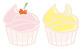 Cherry And Lemon Cupcakes Stock Photos