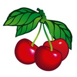 Cherry With Leafs Stock Images