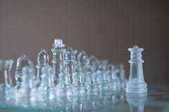 Chess Board Game Made Of Glass, Business Competitive Concept Royalty Free Stock Photography