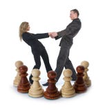 Chess Composition With Girl And Man Royalty Free Stock Images