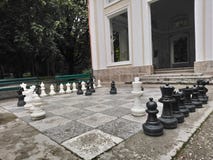 Chess game - Chess play in a park royalty free stock photo Chess game - Chess play in a park royalty free stock photo