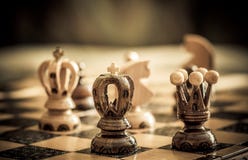 Chess With Focus To Black King In Front Royalty Free Stock Photo