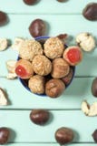 Chestnuts and Catalan panellets stock image Chestnuts and Catalan panellets stock image