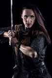 Chevalier médiéval d'imagination de guerrier féminin Photos stock Chevalier médiéval d'imagination de guerrier féminin Photos stock