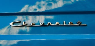 Chevy Logo azul americano clássico foto de stock Chevy Logo azul americano clássico foto de stock