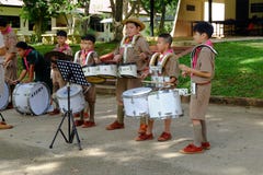 Chiang Rai, Thaïlande - 31 juillet 2018 : Fanfare de pratique, a photos stock Chiang Rai, Thaïlande - 31 juillet 2018 : Fanfare de pratique, a photos stock