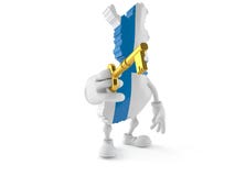 Chiave della porta della tenuta del carattere della Finlandia royalty illustrazione gratis Chiave della porta della tenuta del carattere della Finlandia royalty illustrazione gratis