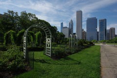 Chicago Grant Park und Stadtskyline lizenzfreie stockbilder Chicago Grant Park und Stadtskyline lizenzfreie stockbilder