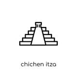 Chichen Itza icon. Trendy modern flat linear vector Chichen Itza icon on white background from thin line Architecture and Travel stock illustration Chichen Itza icon. Trendy modern flat linear vector Chichen Itza icon on white background from thin line Architecture and Travel stock illustration