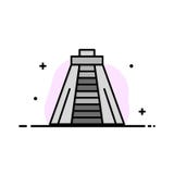 Chichen Itza, ориентир, линия дела памятника плоская заполнило шаблон знамени вектора значка иллюстрация штока Chichen Itza, ориентир, линия дела памятника плоская заполнило шаблон знамени вектора значка иллюстрация штока