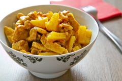 Chicken And Pineapple With Curry Royalty Free Stock Photo