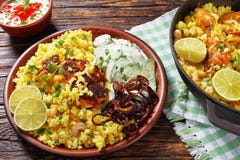 Chicken biryani, indian cuisine, top view stock photography Chicken biryani, indian cuisine, top view stock photography