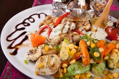 Chicken Grilled With Vegetables Stock Photos