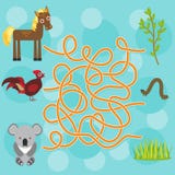 Chicken, horse, koala labyrinth game for Preschool Children. Vector royalty free illustration Chicken, horse, koala labyrinth game for Preschool Children. Vector royalty free illustration