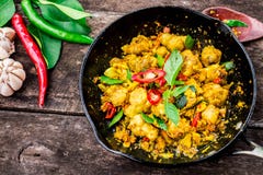 Fried Chicken with Yellow Curry Paste. royalty free stock photography Fried Chicken with Yellow Curry Paste. royalty free stock photography