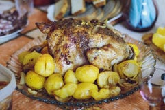 Baked chicken with potatoes, homemade food royalty free stock image Baked chicken with potatoes, homemade food royalty free stock image
