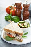 Chicken Salad Sandwich With Spinach And Tomato Stock Photos