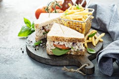 Chicken Salad Sandwich With Spinach And Tomato Royalty Free Stock Image