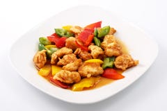 Chicken in Teriyaki sauce, batter, peppers, teriyaki sauce royalty free stock photography Chicken in Teriyaki sauce, batter, peppers, teriyaki sauce royalty free stock photography