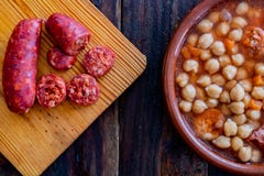 Chickpea dish on wooden background stock photography Chickpea dish on wooden background stock photography