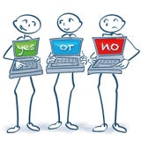 Chiffre de bâton avec des ordinateurs oui ou non image stock Chiffre de bâton avec des ordinateurs oui ou non image stock