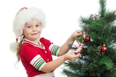 Child Decorating Christmas Tree Isolated Royalty Free Stock Image Child Decorating Christmas Tree Isolated Royalty Free Stock Image