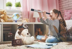 Child getting ready for journey Stock Photography Child getting ready for journey Stock Photography