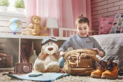 Child getting ready for journey Stock Images Child getting ready for journey Stock Images