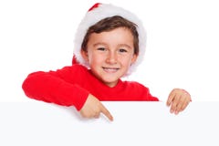 Child kid Christmas Santa Claus pointing happy empty banner copy royalty free stock photo Child kid Christmas Santa Claus pointing happy empty banner copy royalty free stock photo