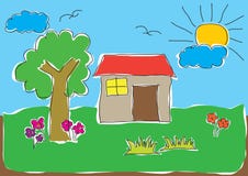 Free Child S Drawing Of House Stock Photography - 13042512