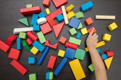 Child`s Hand Close Up Playing Building Blocks Royalty Free Stock Photos Child`s Hand Close Up Playing Building Blocks Royalty Free Stock Photos