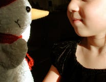 Child & Snowman Royalty Free Stock Photo Child & Snowman Royalty Free Stock Photo