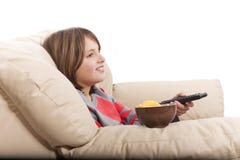 Child Watching Television Royalty Free Stock Photos