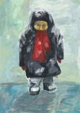 Child in winter clothes and felt boots on ice. Abstract picture. royalty free illustration Child in winter clothes and felt boots on ice. Abstract picture. royalty free illustration