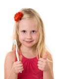 Child With A Toothbrush Shows Thumbs Up Royalty Free Stock Image Child With A Toothbrush Shows Thumbs Up Royalty Free Stock Image